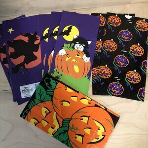 8 Vtg 1990s Halloween Coated Paper Candy Lunch Bags Sacks Witch JOL Black Cat